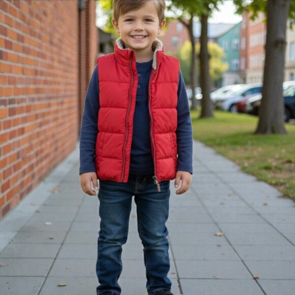 Carter's Red Lightweight Quilted Sherpa-Lined Collar Vest 4T - Picture 1 of 10
